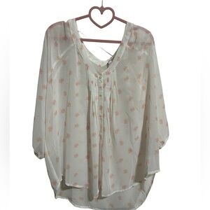 NWT LC Lauren Conrad White and Pink Palm Tree Blouse
